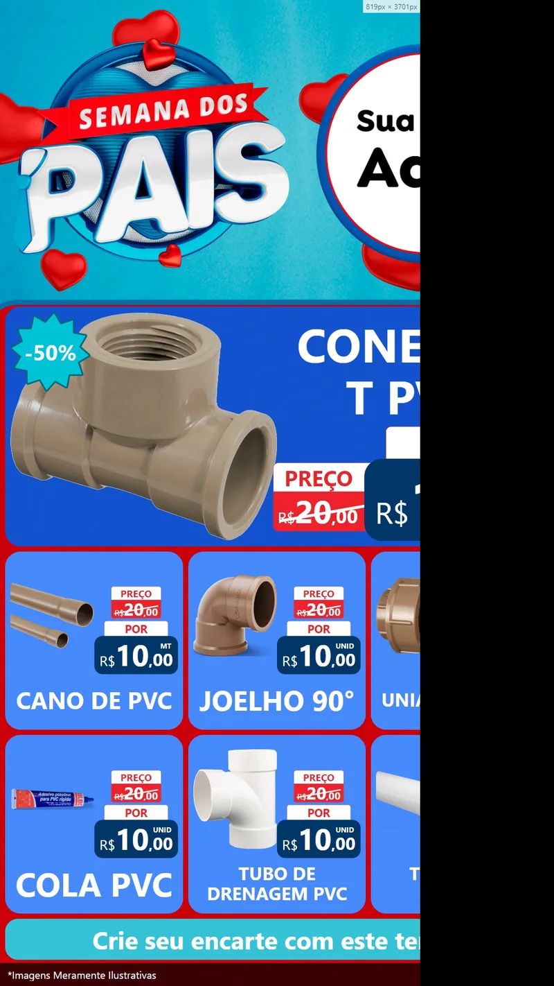 Modelo de Rede Social para Stories com o tema Semana Dos Pais para Tubos e conexões
