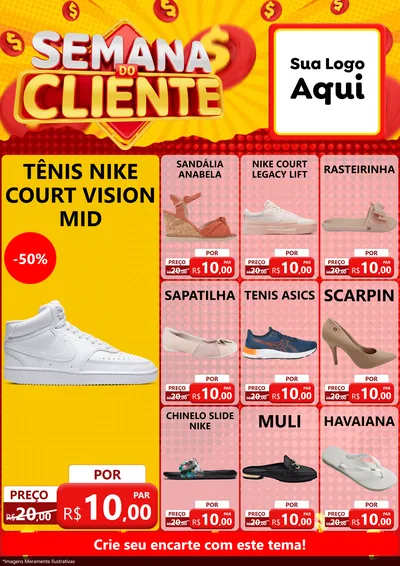 Modelo de Encarte para Encarte A4 Vertical com o tema Semana do Cliente para Calçados