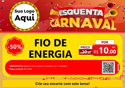 Modelo de Cartaz para Cartaz A4 Horizontal com o tema Esquenta Carnaval para Materiais Elétricos