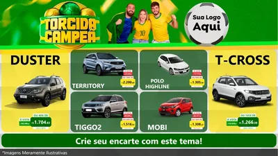 Modelo de TV para TV Horizontal com o tema Torcida Campeã - Copa para Concessionaria de Carros