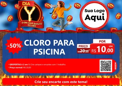 Modelo de Cartaz para Cartaz A4 Horizontal com o tema Dia Y - O Dia Mais Barato Do Mês para Produtos para Piscina