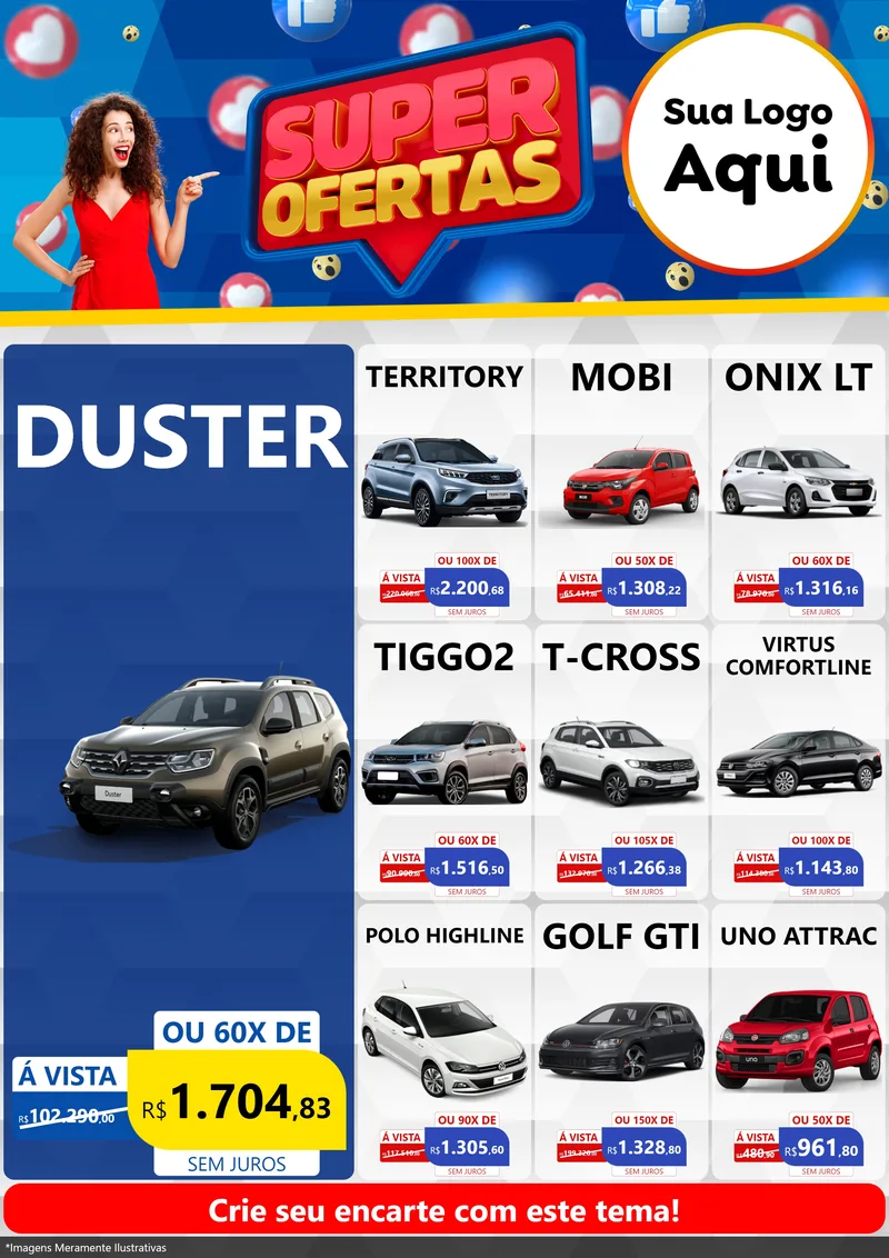 Modelo de Encarte para Encarte A4 Vertical com o tema Super Ofertas para Concessionaria de Carros