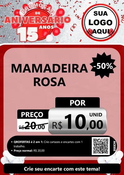 Modelo de Cartaz para Cartaz A4 Vertical com o tema Promoção de Aniversário - 15 Anos para Bebês