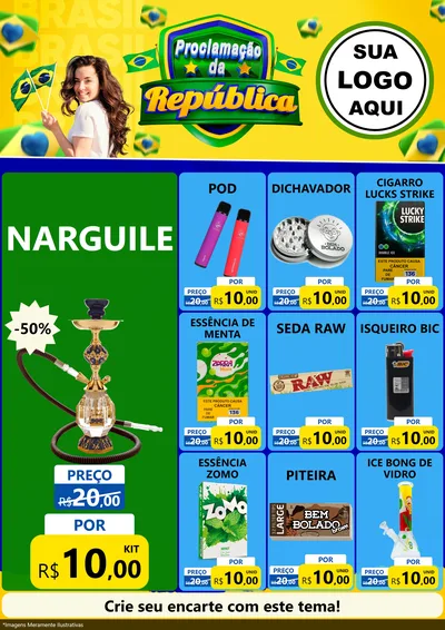 Modelo de Encarte para Encarte A4 Vertical com o tema Proclamação da República para Tabacaria