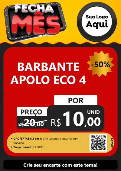 Modelo de Cartaz para Cartaz A4 Vertical com o tema Fecha Mês para Armarinho e Aviamentos