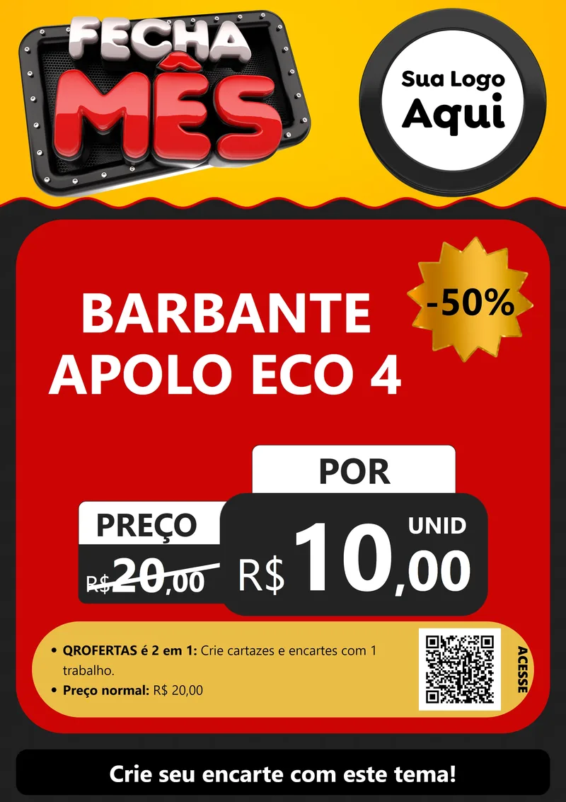 Modelo de Cartaz para Cartaz A4 Vertical com o tema Fecha Mês para Armarinho e Aviamentos