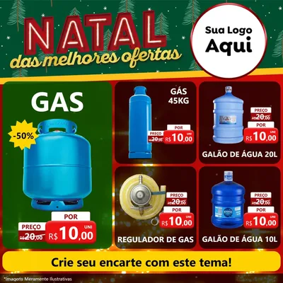Modelo de Rede Social para Feed Facebook com o tema Natal das Melhores Ofertas para Água e gás