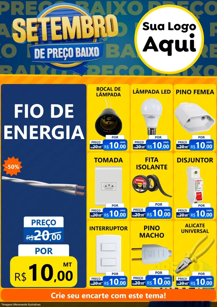 Modelo de Encarte para Encarte A4 Vertical com o tema Setembro De Preço Baixo para Materiais Elétricos