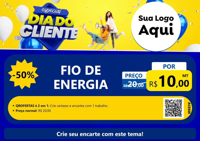 Modelo de Cartaz para Cartaz A4 Horizontal com o tema Especial Dia do Cliente para Materiais Elétricos