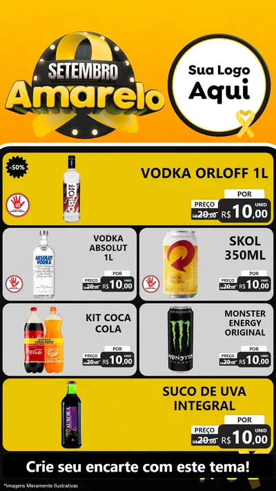 Modelo de TV para TV Vertical com o tema Setembro Amarelo para Distribuidora de bebidas