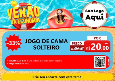 Modelo de Cartaz para Cartaz A4 Horizontal com o tema Verão da Economia para Cama, Mesa e Banho