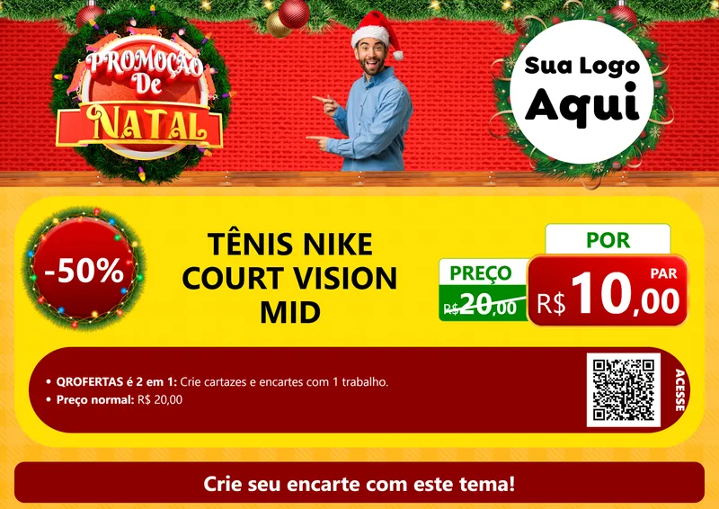 Modelo de Cartaz para Cartaz A4 Horizontal com o tema Promoção de Natal para Calçados