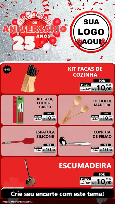 Modelo de TV para TV Vertical com o tema Promoção de Aniversário - 25Anos para Utilidades Domésticas