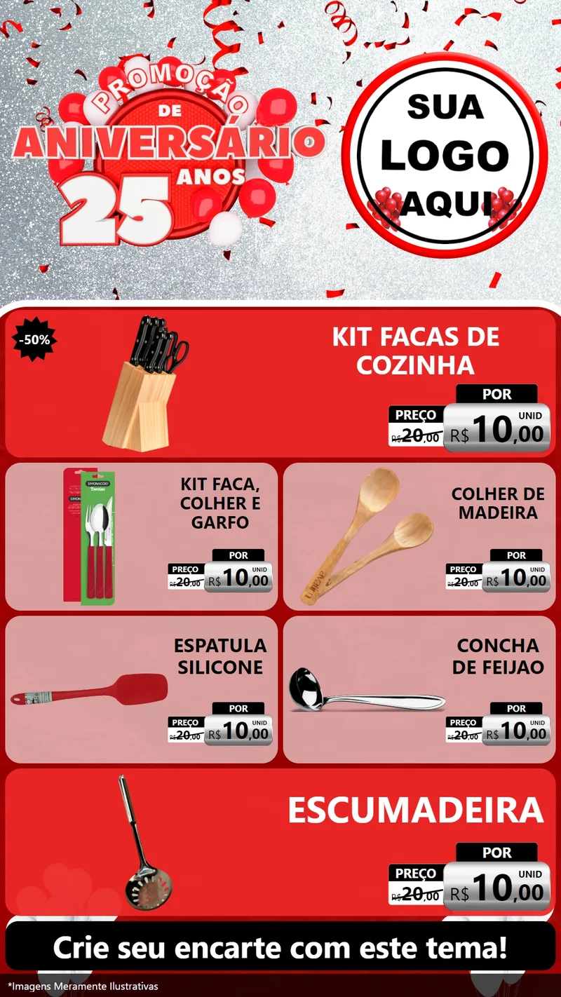 Modelo de TV para TV Vertical com o tema Promoção de Aniversário - 25Anos para Utilidades Domésticas