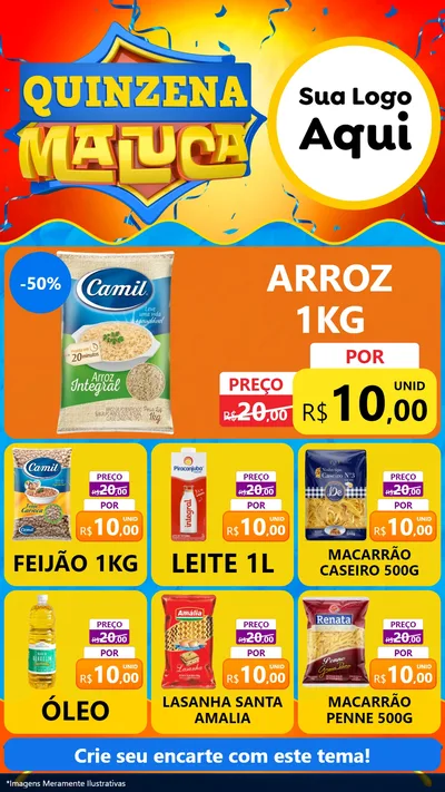Modelo de Rede Social para Stories com o tema Quinzena Maluca para Supermercado