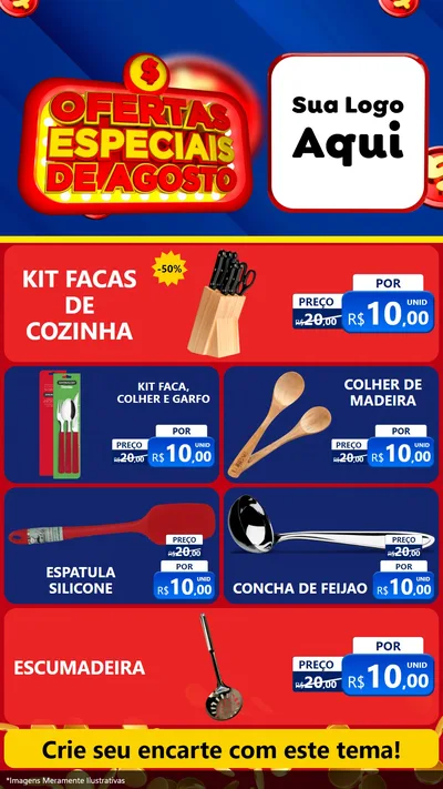 Modelo de TV para TV Vertical com o tema Ofertas Especiais de Agosto para Utilidades Domésticas