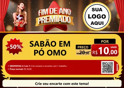 Modelo de Cartaz para Cartaz A4 Horizontal com o tema Fim de Ano Premiado para Produtos de Limpeza