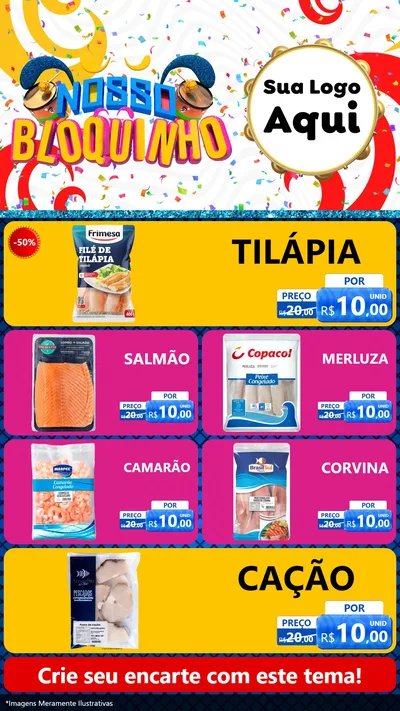 Modelo de TV para TV Vertical com o tema Nosso Bloquinho para Peixaria