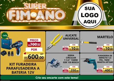 Modelo de Encarte para Encarte A4 Horizontal com o tema Super Fim de Ano para Maquinas e Ferramentas