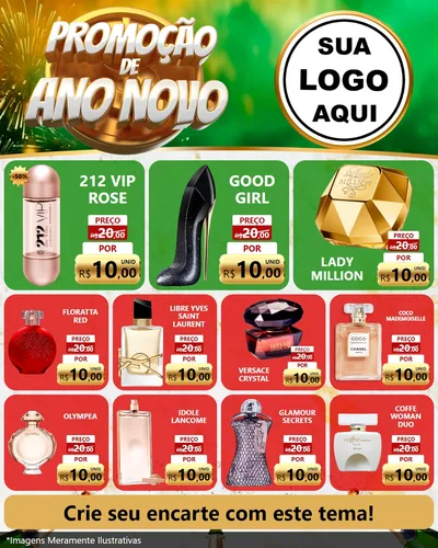 Modelo de Rede Social para Feed Instagram com o tema Promoção de Ano Novo para Perfumes