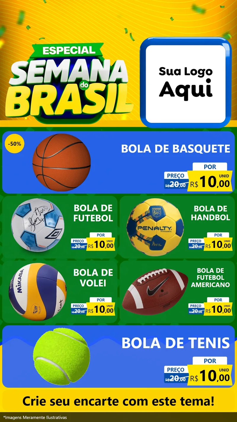 Modelo de TV para TV Vertical com o tema Especial Semana do Brasil para Artigos Esportivos