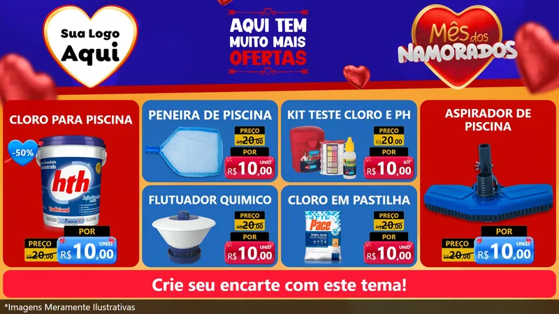 Modelo de TV para TV Horizontal com o tema Mês dos Namorados para Produtos para Piscina