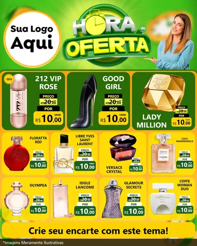 Modelo de Rede Social para Feed Instagram com o tema Hora da Oferta para Perfumes