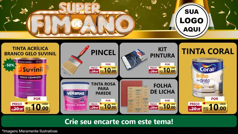 Modelo de TV para TV Horizontal com o tema Super Fim de Ano para Tintas e Ferramentas