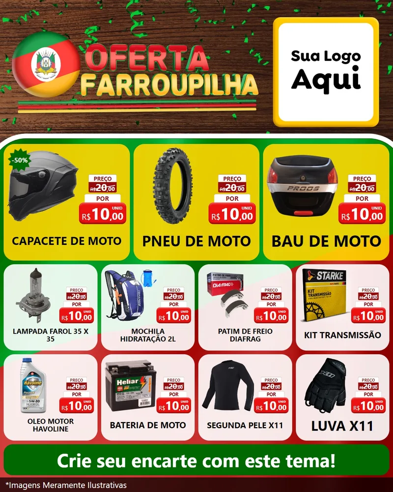Modelo de Rede Social para Feed Instagram com o tema Oferta Farroupilha para Moto peças