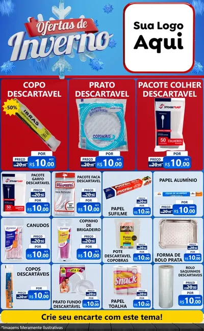 Modelo de Encarte para Encarte Grande com o tema Ofertas de Inverno para Embalagens