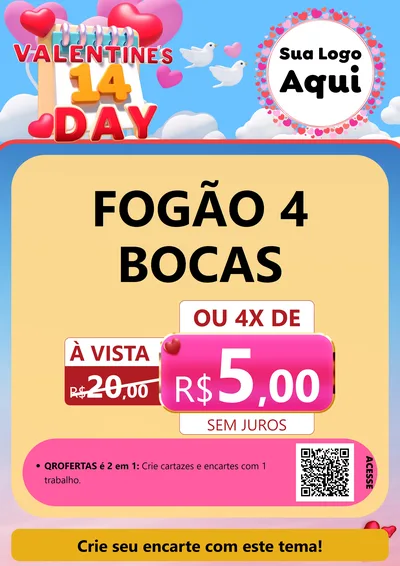 Modelo de Cartaz para Cartaz A4 Vertical com o tema Valentine's Day para Móveis e Eletro