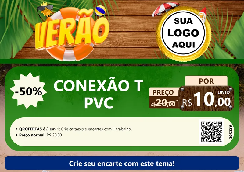 Modelo de Cartaz para Cartaz A4 Horizontal com o tema Verão para Tubos e conexões