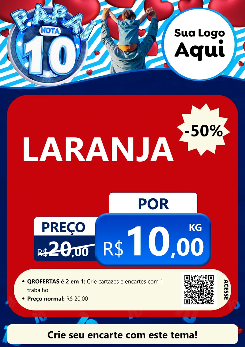 Modelo de Cartaz para Cartaz A4 Vertical com o tema Papai Nota 10 para Hortifrúti