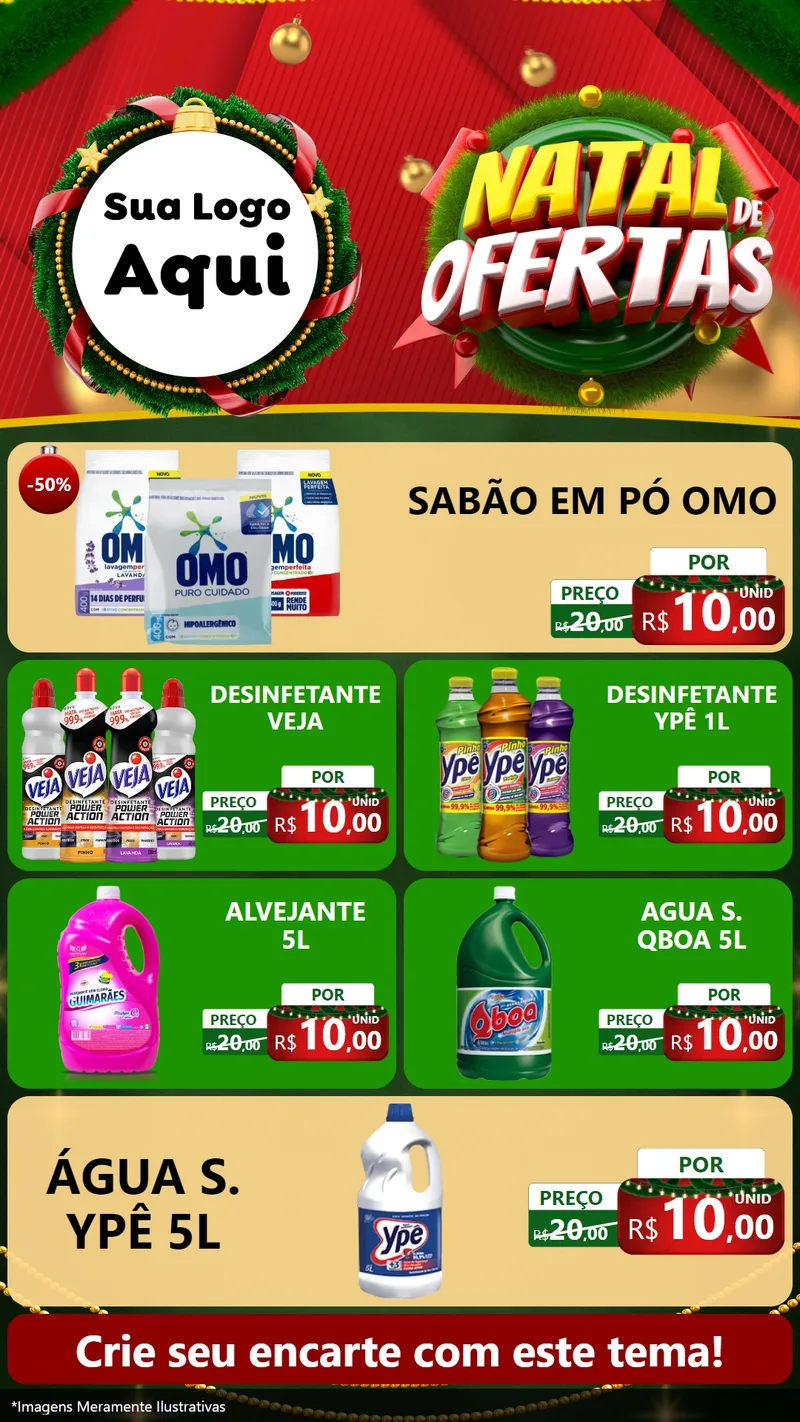 Modelo de TV para TV Vertical com o tema Natal de Ofertas para Produtos de Limpeza