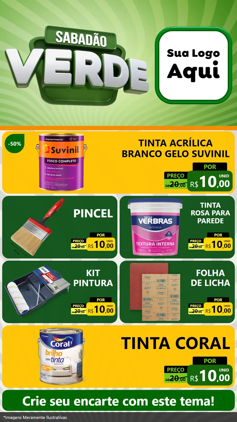 Modelo de TV para TV Vertical com o tema Sabadão Verde para Tintas e Ferramentas