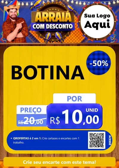 Modelo de Cartaz para Cartaz A4 Vertical com o tema Arraiá Com Desconto para Agropecuária