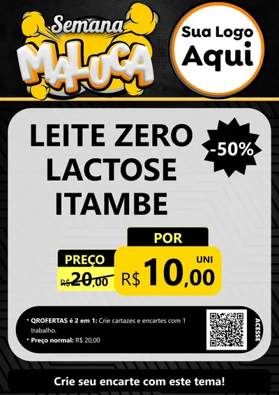 Modelo de Cartaz para Cartaz A4 Vertical com o tema Semana Maluca para Frios e Laticínios