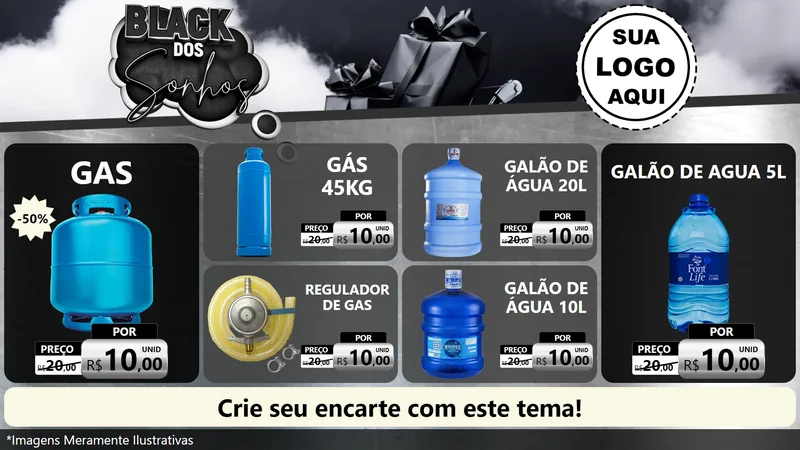 Modelo de TV para TV Horizontal com o tema Black dos Sonhos para Água e gás