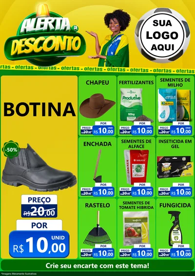 Modelo de Encarte para Encarte A4 Vertical com o tema Alerta de Desconto para Agropecuária