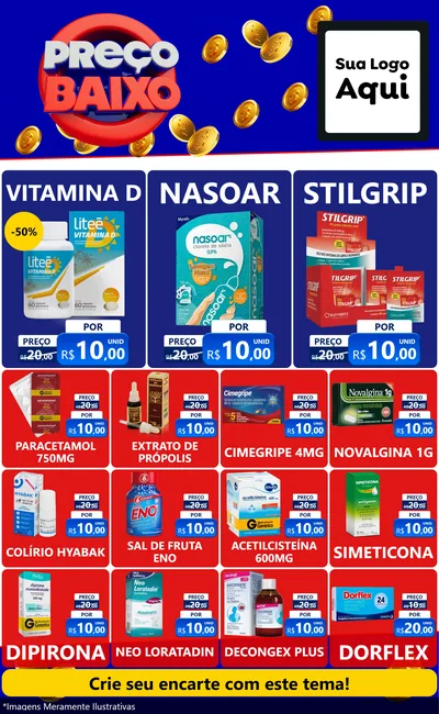 Modelo de Encarte para Encarte Grande com o tema Preço Baixo para Farmácia