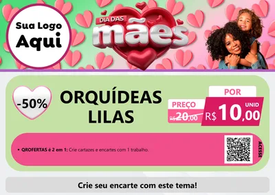 Modelo de Cartaz para Cartaz A4 Horizontal com o tema Dia das Mães para Floricultura e jardim