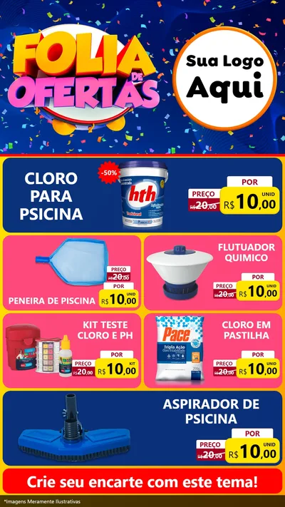 Modelo de TV para TV Vertical com o tema Folia de Ofertas para Produtos para Piscina
