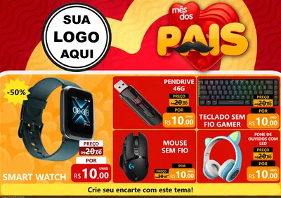 Modelo de Encarte para Encarte A4 Horizontal com o tema Mês Dos Pais para Informática