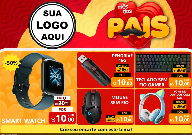 Modelo de Encarte para Encarte A4 Horizontal com o tema Mês Dos Pais para Informática