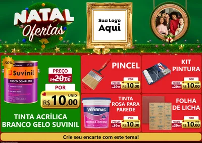 Modelo de Encarte para Encarte A4 Horizontal com o tema Natal de Ofertas para Tintas e Ferramentas