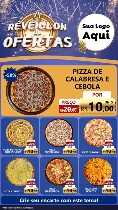 Modelo de Rede Social para Stories com o tema Réveillon de Ofertas para Pizzaria