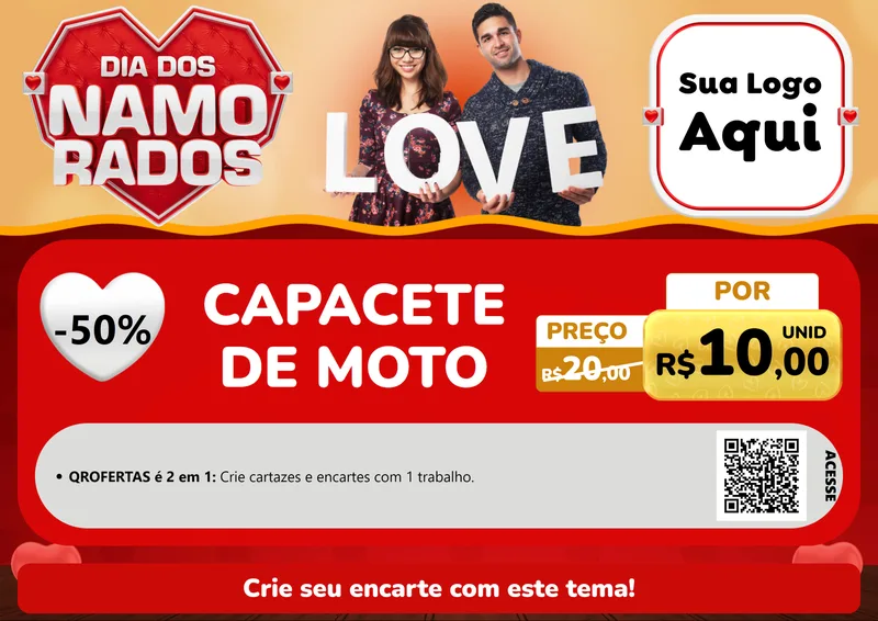 Modelo de Cartaz para Cartaz A4 Horizontal com o tema Dia dos Namorados para Moto peças