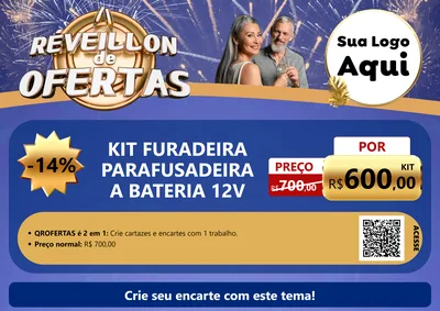 Modelo de Cartaz para Cartaz A4 Horizontal com o tema Réveillon de Ofertas para Maquinas e Ferramentas