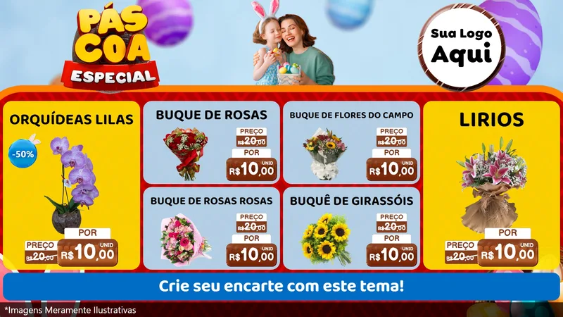 Modelo de TV para TV Horizontal com o tema Páscoa Especial para Floricultura e jardim