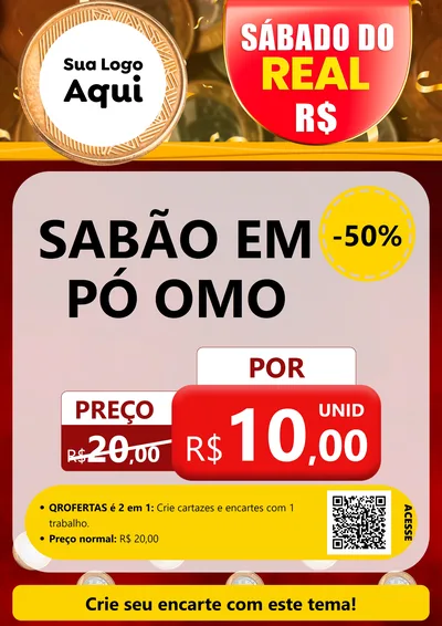 Modelo de Cartaz para Cartaz A4 Vertical com o tema Sábado do Real para Produtos de Limpeza